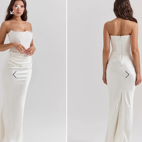 Sexy chic maxi strapless dress in 4 colors ivory,black,smoke and ruby - Picture 5 of 16